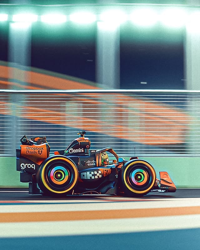 From Monaco to Singapore, I’ve had a blast working with @mclaren on a set of F1 animations this season, their Championship season 🏁 With each animation comes a ton of background work that often whizzes by, so I wanted to do a little photo dump of the process that I love so much. In there, you’ll see me rigging up physics for the complex, but very visible F1 suspension arms…then Monaco came with a special livery unveiling, and my first attempt at modeling boats…followed by the sun setting on Singapore where I focused on lighting and the beautiful architecture that graces their city. Let me know if you have any questions about the process, animations, render times, etc…I’d love to chat about it 🤙🏼 by @ritter.goods