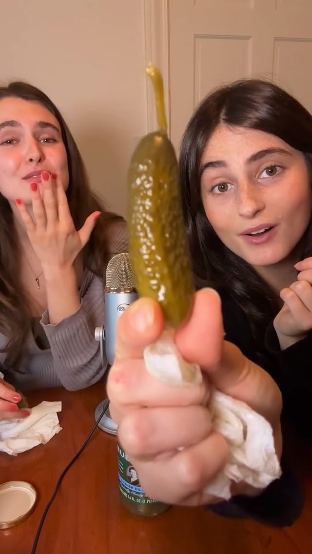 EAT SOME PICKLES WITH US @gretabelle @bubbiespickles we love you #pickle #asmr by @romyreiner