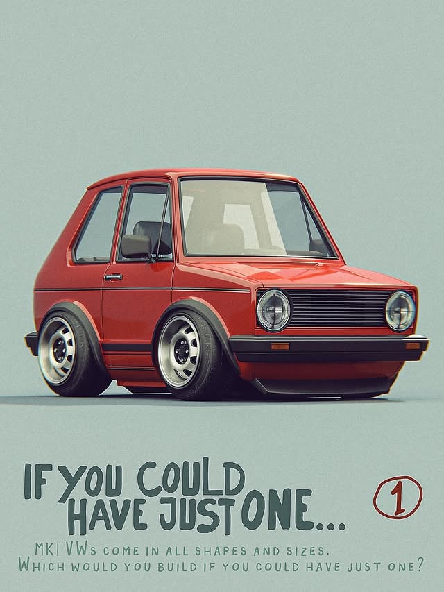 If you could pick just ONE MK1 VW Rabbit / Golf…which style are you going with? • Part of what I loved about the Volkswagen community was that it allowed a canvas for so many unique styles…and a few times a year they’d come together to celebrate the marque they all loved. Let me know which of these represents your style best…or what you’d do differently. by @ritter.goods