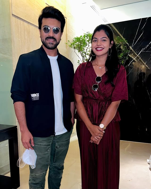 It was such a pleasure to meet @alwaysramcharan in person ❤️. All the very best to the entire #RRR team. @rrrmovie 🤩 *******#rrr #rrrmovie #sravyareddyy #instagood #love #cute #ramcharan #ntr #meet #rajamouli #beauty #beautiful #prerelease #event #style #followforfollowback #followme #likeforlikes #fashion #instagram #happy #smile by @sravyareddyy