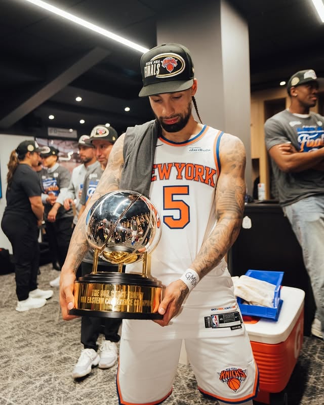 They told us dream smaller. Now the whole city dreaming with us. Finals bound.🗽🧡💙 by @therealgta