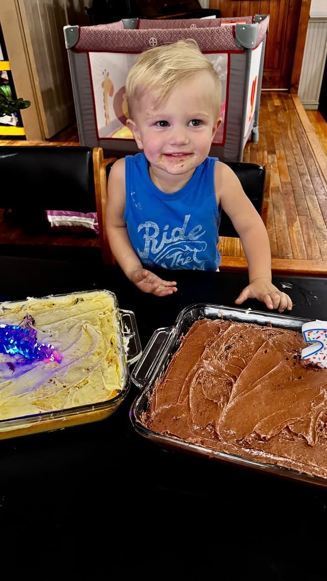 Happy 2nd Birthday, Slade! I can’t stop smiling as I’m picturing your little blond hair running past me to find some new adventure on the other side of the room. You have no problem keeping up with your older siblings- exploring, playing, climbing, & roaming about. You’re so full of energy & excitement! You’re strong & tough, yet so gentle & easy going! You’re easily entertained & always happy. You have a boundless supply of enthusiasm & joy! Hearing you echoing “Happy Birthday” every time we greeted you today had me laughing so much! Thank you for spending your birthday evening with us! I’ll treasure these memories! Love you, little fellow! 🎈❤️ by @thebatesfam