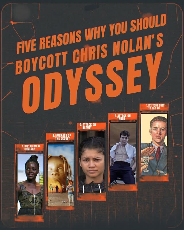 I want 60k of you to boycott The Odyssey. No more psyops. No more g0ysl0p. #boycotttheodyssey by @wuhansolo
