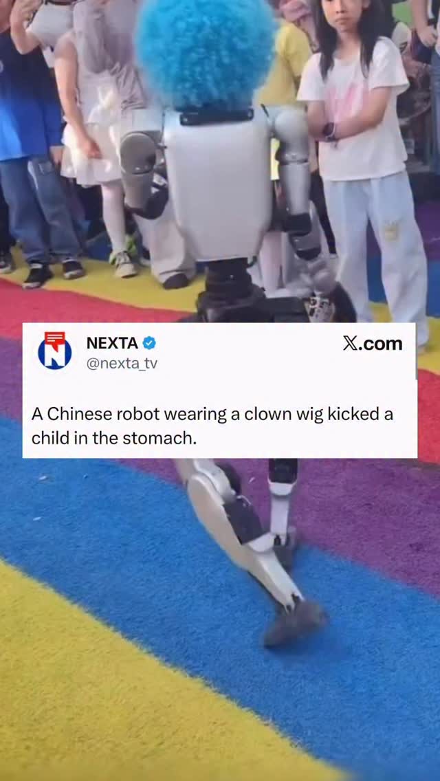 A robot done kicked a child in the stomach.