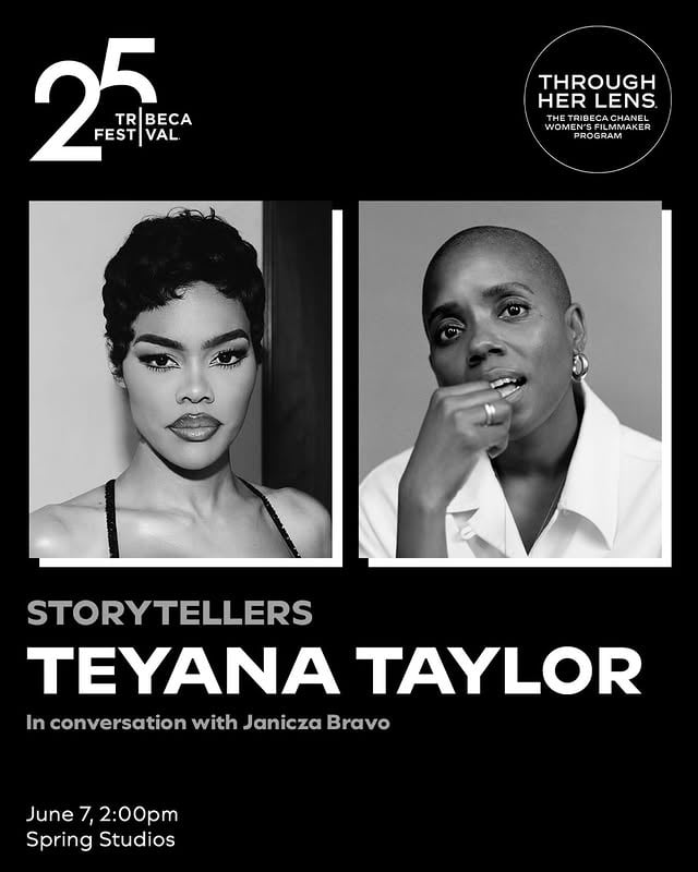 Award-winning director, writer and producer Janicza Bravo will join Academy Award®–nominated, Golden Globe®–winning actress, director, producer, musician and Through Her Lens advisor Teyana Taylor for a special conversation on Sunday, June 7, during the 2026 Tribeca Festival. As part of Tribeca’s Storytellers series, they will discuss how they are building authentic creative voices and expanding opportunities for the next generation of female filmmakers. Presented by Through Her Lens: The Tribeca CHANEL Women’s Filmmaker Program.See link in bio to learn more and purchase tickets. by @tribeca