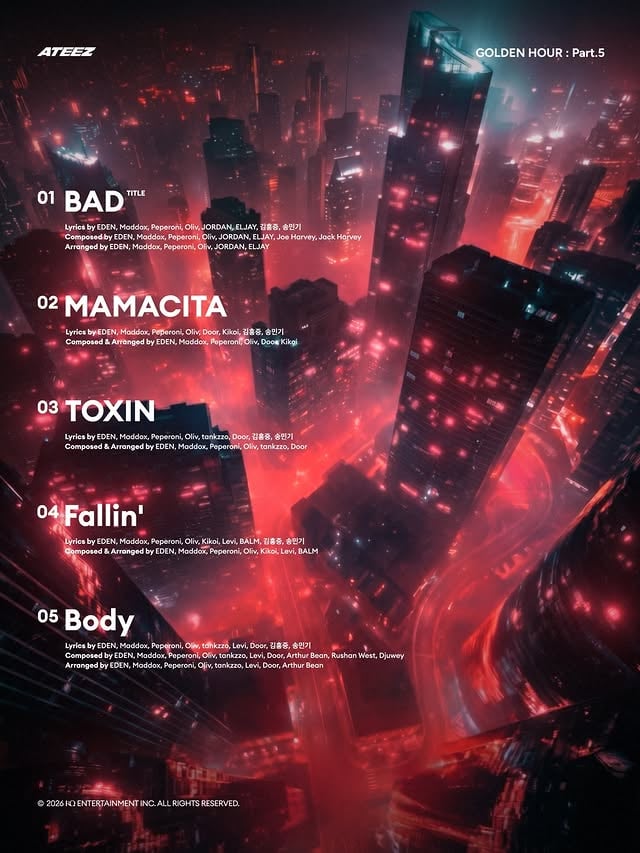 [🎬] ATEEZ(에이티즈) GOLDEN HOUR : Part.5 Tracklist Poster2026. 06. 26 1PM RELEASEyoutube.com/shorts/CLAHcH0LHjs#ATEEZ #에이티즈#GOLDENHOUR #GOLDENHOUR_Part5 #BAD by @ateez_official_