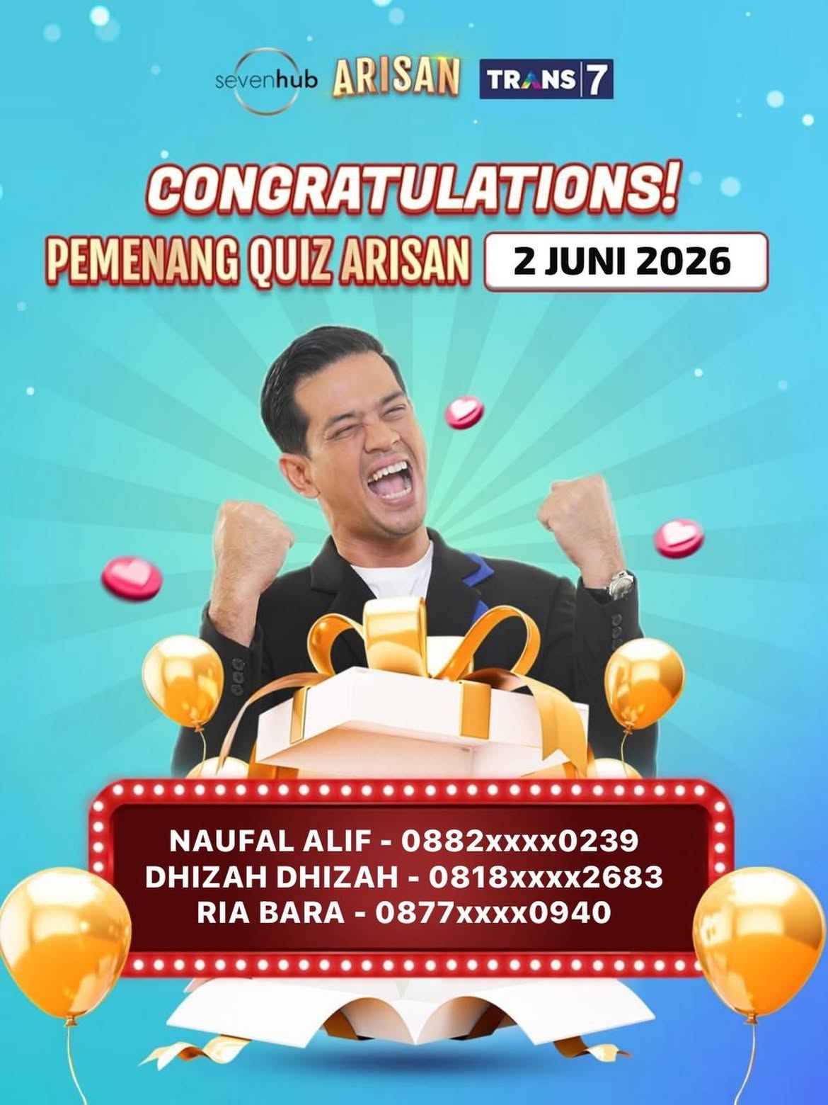 ASOYYY SELAMAT DEH BUAT YANG TADI MENANGG. Tunggu dihubungi sama Mimin buat klaim hadiah uang tunainya yaaa