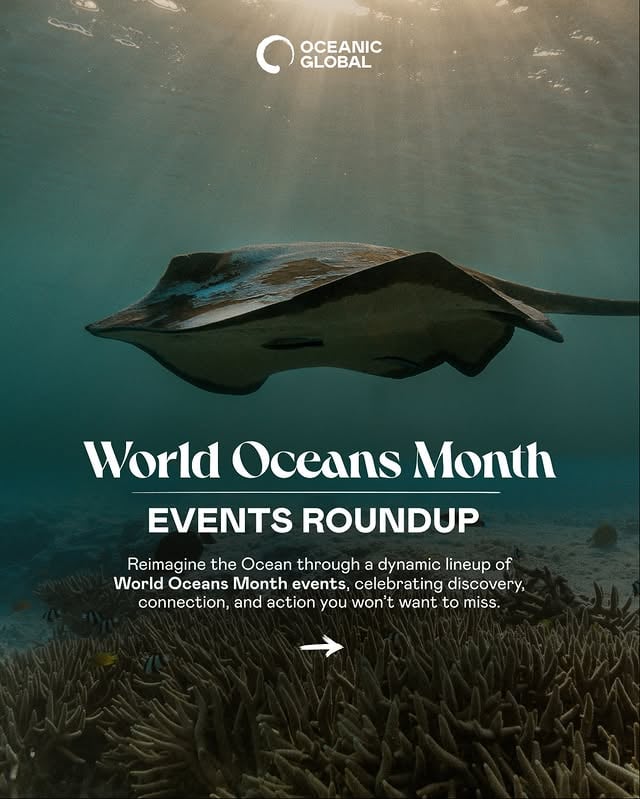 Reimagine World Oceans Month: A Roundup of Events to Inspire Action 🌍This World Oceans Month, we invite you to reimagine our relationship with the ocean — through storytelling, innovation, culture, and collective action that shape a more sustainable blue future 🌊1. Oceanic Global Short Film Festival — NYC Premiere2. Riding the Wave: Blue Finance for Restoring Ocean Health3. World Oceans Day Coney Island Beach Sweep 20264. Into the Blue: Where Ocean Meets Business Strategy5. Peace Boat Ocean Gala & Blue Innovation Reception6. Oceanic Global Short Film Festival — LA Premiere7. Jack Johnson Surfilmusic Tour8. Oceanic Global Short Film Festival — London PremiereJoin us in reimagining what’s possible for our ocean — and be part of the movement this World Oceans Month 💙Register via oceanic.global/events to get involved 🔗 by @oceanic.global