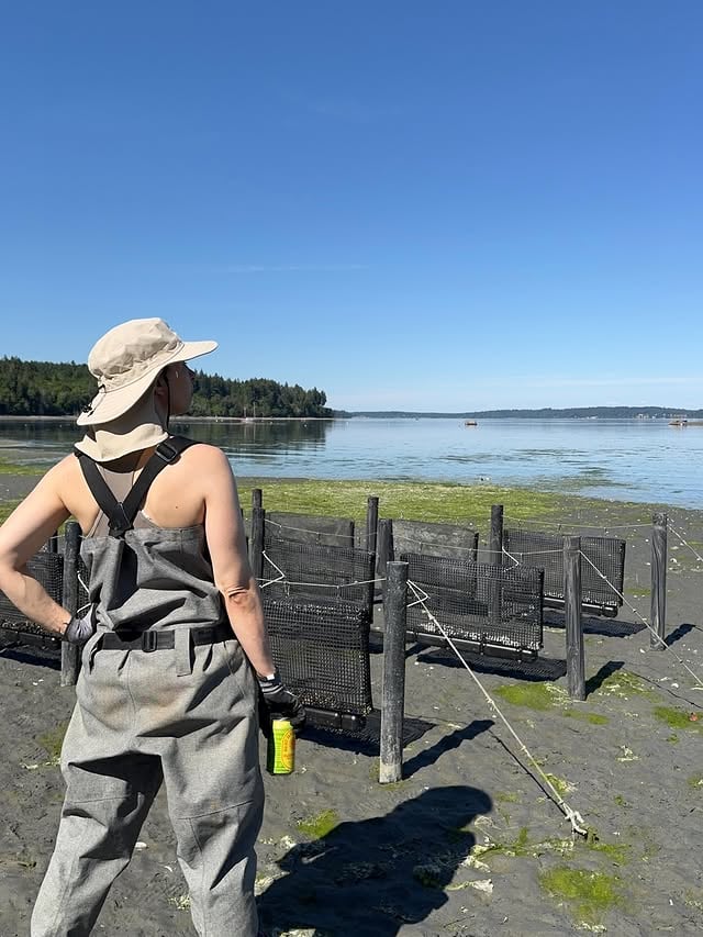 You’re telling me you don’t spend your one week off from work on your hobby-sized oyster farm, drinking NA beer, enjoying an unseasonably warm spring?#oystergirl #pnw by @refaubrey