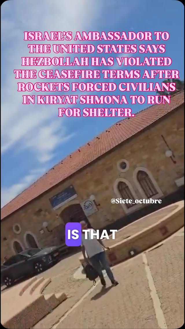 🇺🇸 ENGLISHISRAEL’S AMBASSADOR TO THE UNITED STATES SAYS HEZBOLLAH HAS VIOLATED THE CEASEFIRE TERMS AFTER ROCKETS FORCED CIVILIANS IN KIRYAT SHMONA TO RUN FOR SHELTER.Israeli Ambassador to the United States Yechiel Leiter shared footage showing families, workers, and ordinary citizens in Kiryat Shmona running for shelter after rockets were fired toward the northern Israeli city this morning.According to Leiter, only the successful interception by the IDF prevented what could have become a deadly attack on civilians, including children.The city, home to more than 20,000 residents, once again found itself under attack despite the understandings that were supposed to prevent exactly this scenario.“This is the reality Israelis continue to live with,” Leiter wrote. “This is Hezbollah’s idea of a ceasefire.”Following the attack, Leiter stated that Israel had agreed to refrain from striking Hezbollah command centers in Beirut on the condition that Hezbollah stop attacking Israeli towns and communities.He said this morning’s rocket attack constitutes another blatant violation of that understanding. by @avishagtheone