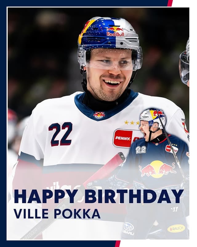 Hyvää syntymäpäivää, Ville! 🎉Unser Verteidiger @vpokka22 feiert heute seinen 32. Geburtstag!Wir wünschen alles Gute!#redbulls #münchen by @redbullmuenchen
