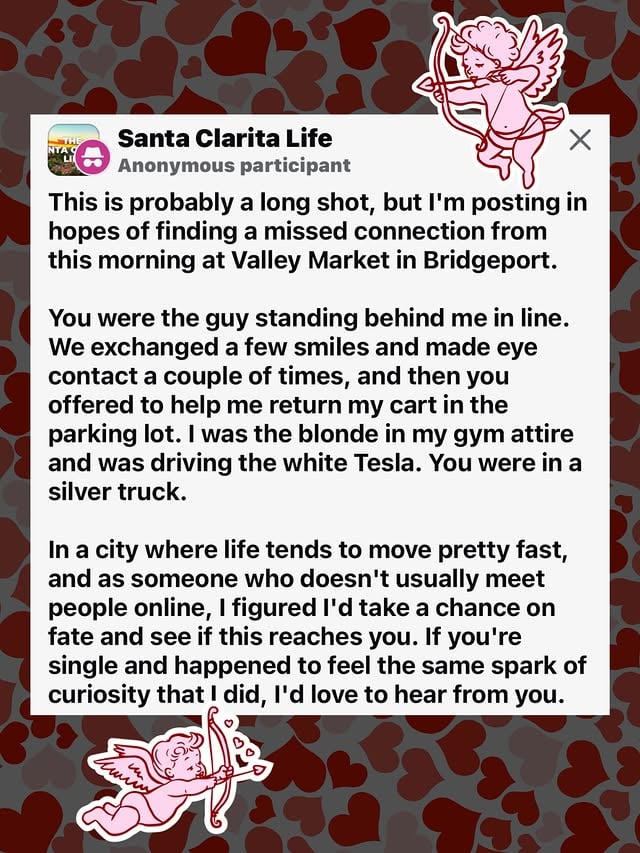 Help this Santa Claritaian find their missed connection💕