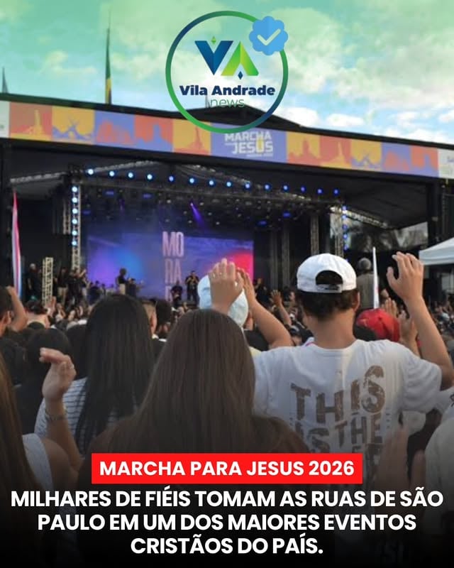 MARCHA PARA JESUS REÚNE MULTIDÃO NAS RUAS DE SÃO PAULO NESTA QUINTA-FEIRAMilhares de fiéis participam nesta quinta-feira (4) da 34ª edição da Marcha para Jesus, um dos maiores eventos cristãos do mundo, realizado na capital paulista durante o feriado de Corpus Christi. A caminhada teve início na região da Estação da Luz e segue até a Praça Heróis da FEB, na Zona Norte de São Paulo. A expectativa dos organizadores é reunir mais de 2 milhões de pessoas e milhares de caravanas vindas de diversas cidades do Brasil. O evento conta com trios elétricos, momentos de oração, louvor e apresentações de grandes nomes da música gospel nacional ao longo do dia. Com o tema “Todo joelho se dobrará e toda língua confessará que Jesus é o Senhor”, a Marcha para Jesus reforça mensagens de fé, união, esperança e celebração da vida cristã. A programação segue até a noite com shows gratuitos e diversas atividades para os participantes. #vilaandradenews#noticias #marchaprajesus #jesús by @vilaandradenews
