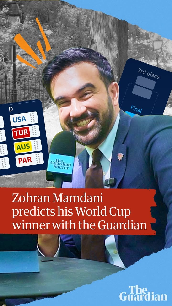 Here’s who Zohran Mamdani thinks will win the World Cup.

The mayor of New York City sat down with Guardian soccer editor Alex Abnos to predict the 2026 World Cup using our bracketology game – and his pick may surprise you … (spoiler: it’s not the US, although they actually get pretty far).

Think you can do better? Play the bracket yourself via the link in our bio, and download the Guardian app to get live scores for your favorite teams sent straight to your lock screen 📲