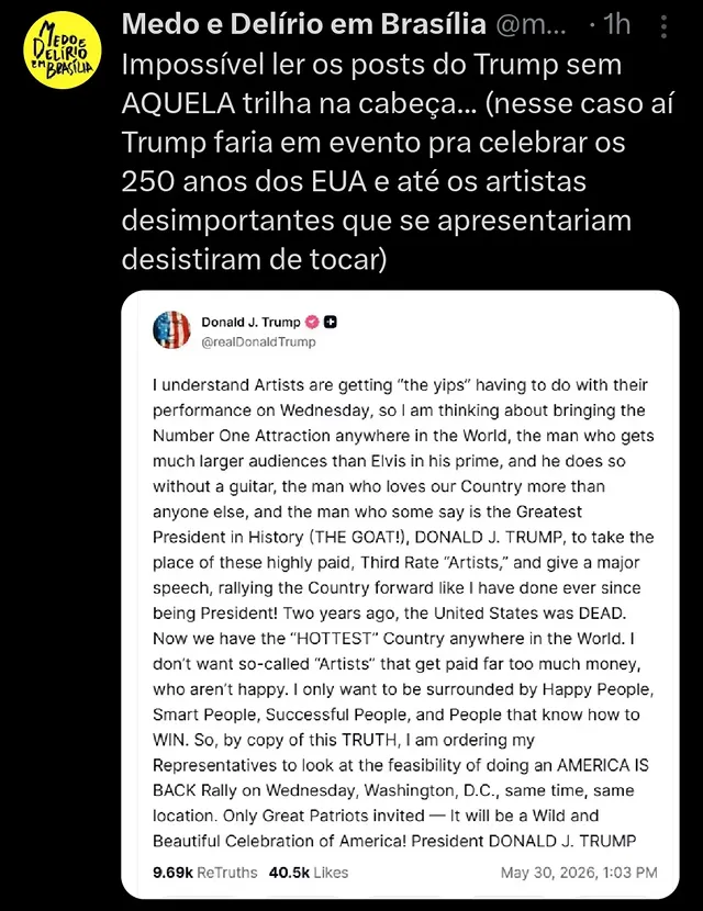Vc gosta da trilha da cabeça do Trump by @medoedelirioembrasiliapodcast