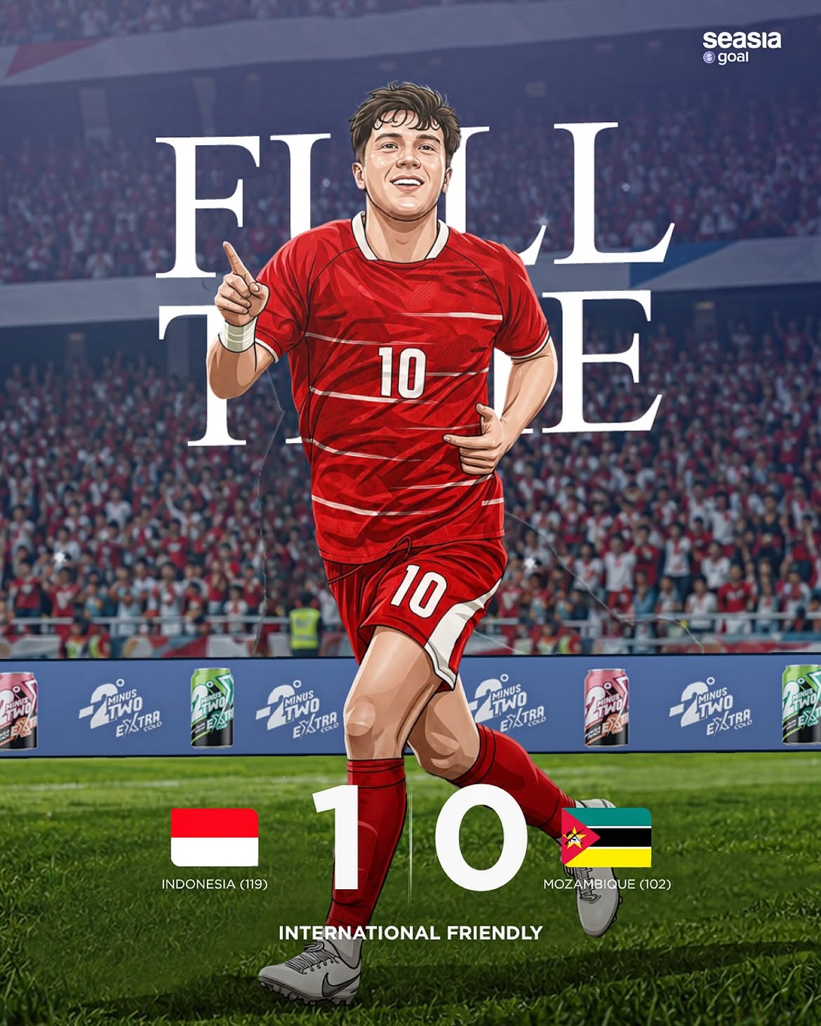 🇮🇩 INDONESIA UNSTOPPABLE! 

After beating Oman (FIFA #79), now they take down Mozambique (FIFA #102) too! 💪

Who’s next to feel the Garuda power? 👀