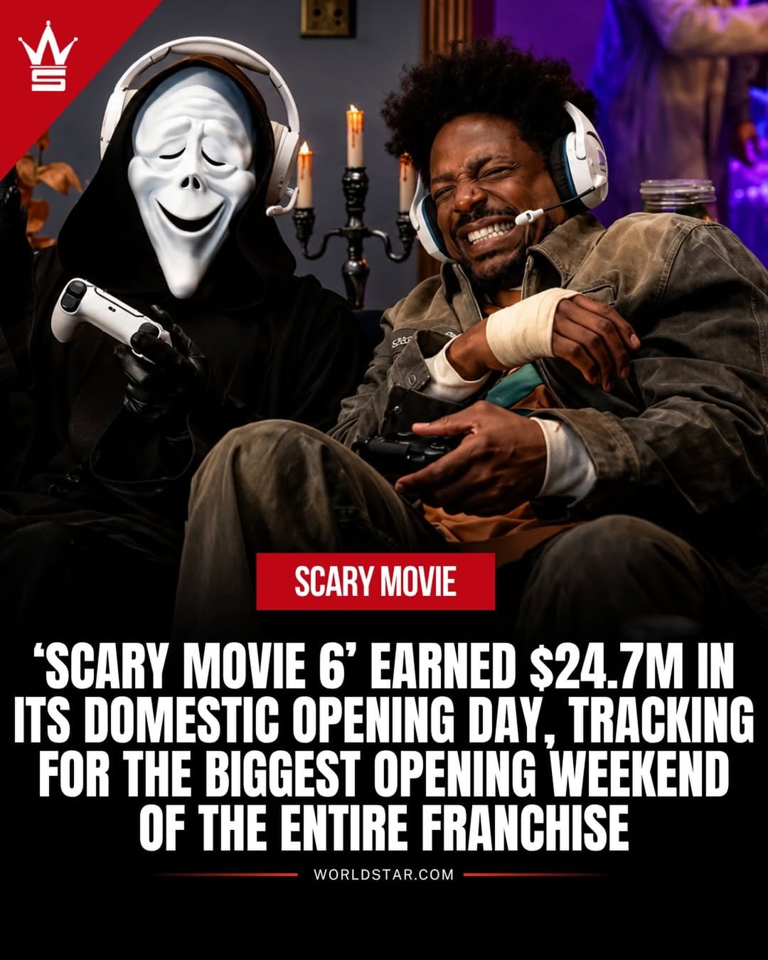#WorldstarMovies - Despite earning just 27% on #RottenTomatoes, #ScaryMovie6 is off to a killer start, pulling in $24.7 million domestically on opening day and tracking for the biggest opening weekend in franchise history 👻🔥