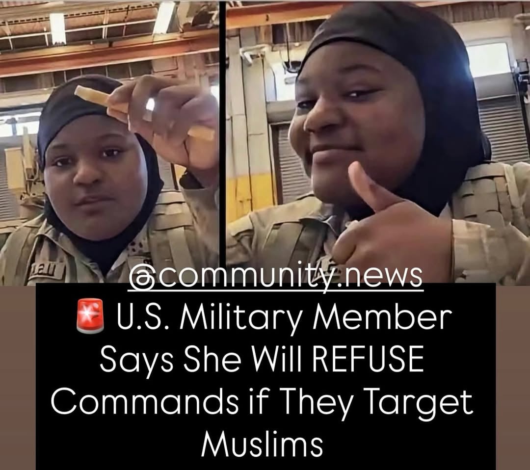 A Muslim woman serving in our armed forces has openly declared she would refuse lawful orders if they involve targeting Muslims.
This is a direct violation of her oath to defend the United States and obey the chain of command.
Loyalty to America must come first — not to any religion or ideology.
She should be discharged immediately.
Yes or No? Drop your answer below. 👇 #USMilitary #DischargeHer #AmericaFirst #CommunityNews