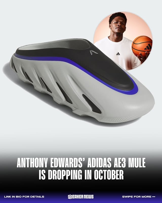 The adidas AE universe expands this October with the Anthony Edwards 3 Mule. Would you cop these for $70?⁠
⁠
Tap the link in our BIO for a closer look.