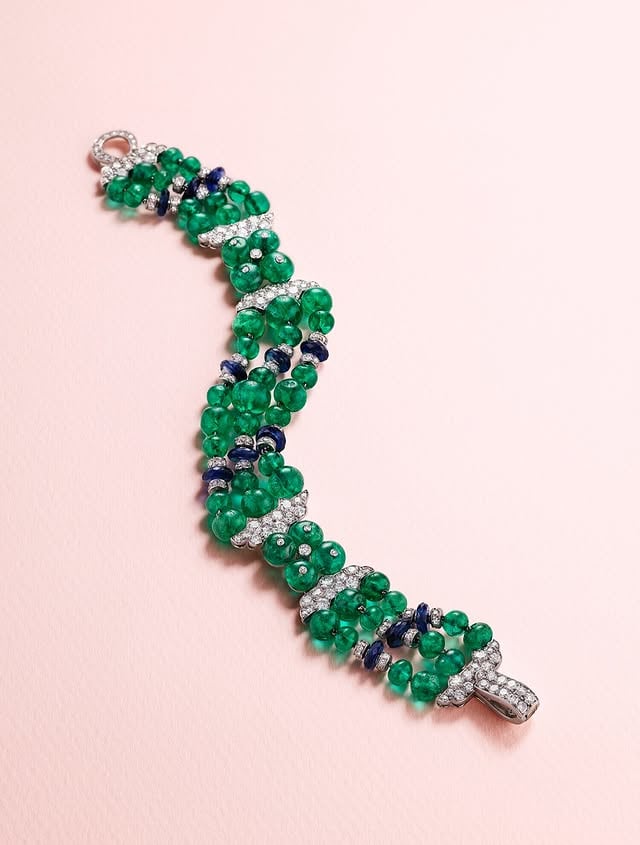 Incredible Art Deco Emerald Jewels from The Collection of Lorinda Payson de Roulet Lot 142: AN ELEGANT CARTIER ART DECO EMERALD, SAPPHIRE AND DIAMOND BRACELETEstimate: $150,000 – 250,000 Lot 140: CARTIER ART DECO EMERALD BEAD, SEED PEARL AND DIAMOND NECKLACEEstimate: $50,000 – 70,000 Lot 141: ART DECO EMERALD AND DIAMOND EARRINGSEstimate: $20,000 – 30,000 Lot 143: A SUPERB TIFFANY & CO. ART DECO EMERALD AND DIAMOND RINGEstimate: $300,000 – 500,000 Magnificent Jewels | New York | 9 June For over 100 years, Lorinda “Linda” Payson de Roulet’s family has exemplified American patronage and philanthropy. Her mother, Joan Whitney Payson, assembled one of the most legendary art collections of the twentieth century, her name now indelibly intertwined with some of the country’s leading art institutions.The bond between mother and daughter extended beyond their philanthropy and renowned art collections to an exceptional wardrobe of jewels that represented some of the finest creations of their time. Across generations, they collected and wore jewels that reflected the spirit and style of the eras to which they belonged.Christie’s is honored to present Jewels from The Collection of Lorinda Payson De Roulet in Magnificent Jewels on June 9. #christies #christiesjewels by @christiesjewels
