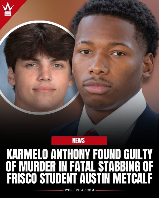 According to reports, a Collin County jury has found Karmelo Anthony guilty of murder in the fatal stabbing of 17-year-old Austin Metcalf at a Frisco ISD track meet, concluding a high-profile trial that sparked nationwide discussions about self-defense, race, and school safety.

Anthony, now 19, was charged in connection with Metcalf’s death on April 2, 2025, at Kuykendall Stadium in Frisco. Prosecutors said Anthony intentionally stabbed Metcalf during a confrontation, while the defense argued he acted in self-defense.