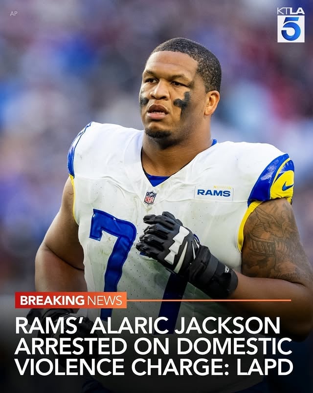 Los Angeles Rams left tackle Alaric Jackson was arrested on a felony domestic violence charge on Monday night, the LAPD confirmed. Full story at our link.