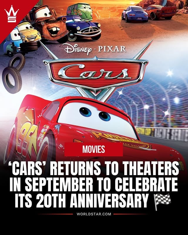 #WorldstarMovies - “20 years ago today, a stop in Radiator Springs showed us that the journey matters as much as the finish line.” Cars races back into theaters this September to celebrate its milestone anniversary. 🏁